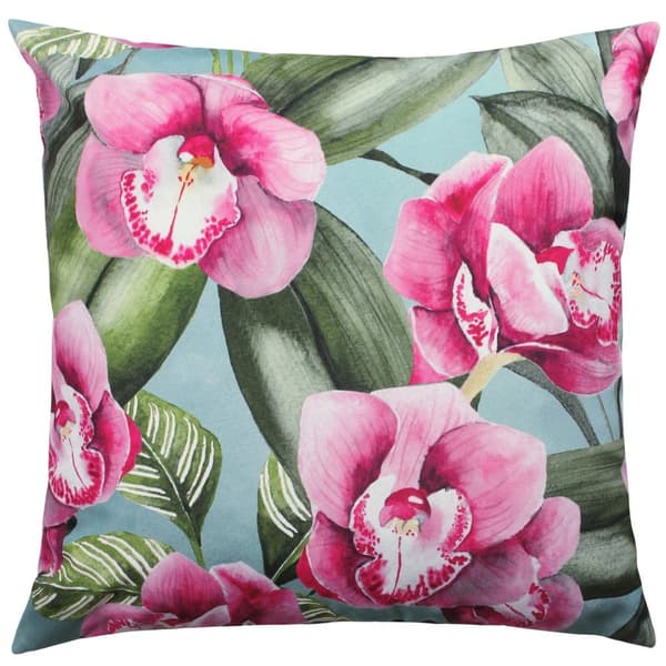 Evans Lichfield Orchids Outdoor Cushion Cover Duck Egg Blue One Size