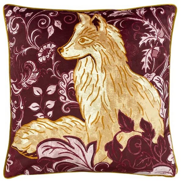 Paoletti Harewood Fox Cushion Cover Maroon/Gold One Size