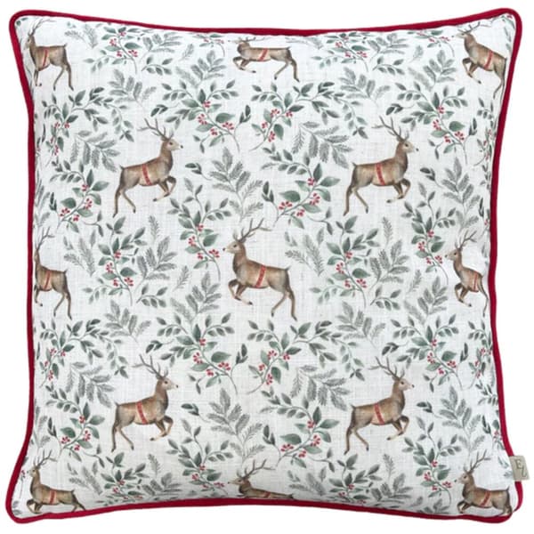 Evans Lichfield Festive Reindeer Cushion Cover Scarlet/White One Size