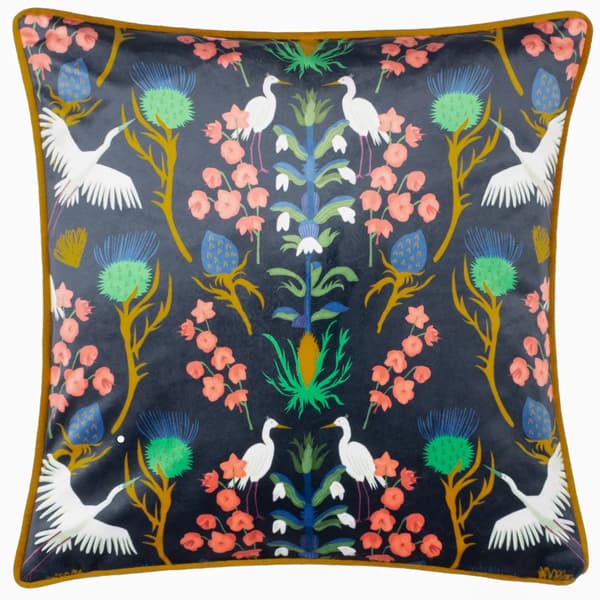 Furn Illustration av häger illustration kuddfodral Navy 43cm x 43cm