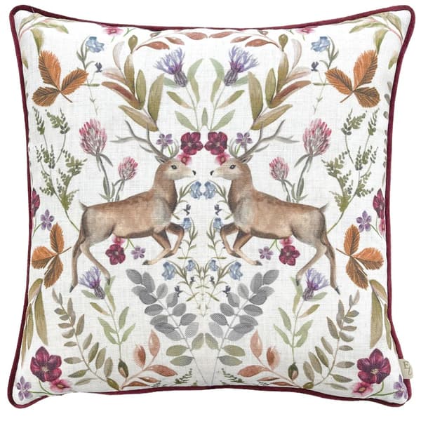 Evans Lichfield Stag Mirrored Cushion Cover Shiraz 43cm x 43cm