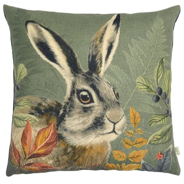 Evans Lichfield Forest Hare Square Cushion Cover Grey One Size