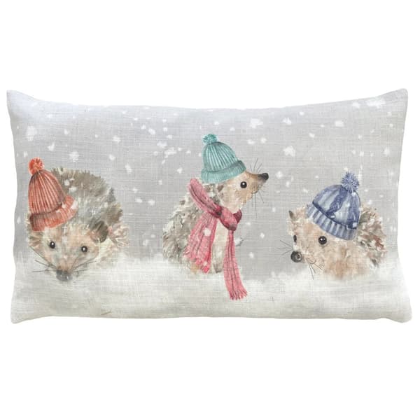 Evans Lichfield Julkuddeöverdrag med igelkott Off White/Brown 30cm x 50cm