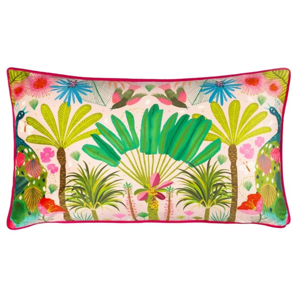 Kate Merritt Tropical Peacock Illustration Cushion Cover Multicoloured 60cm x 40cm