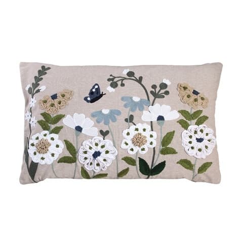 Cushion Cover Flora Embroidered Blue