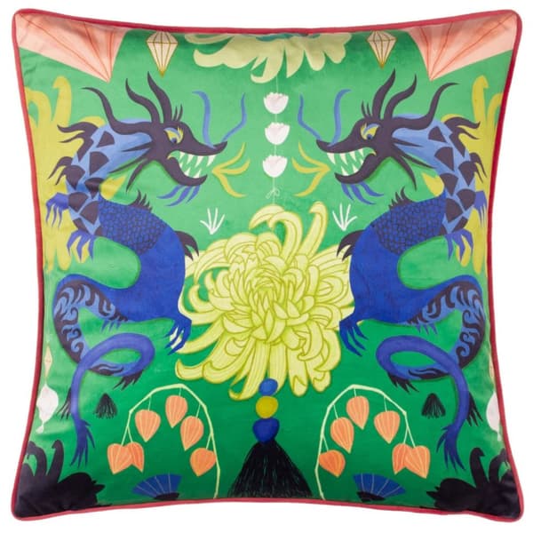 Kate Merritt Dragon Cushion Cover Multicoloured 50cm x 50cm