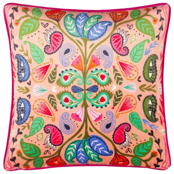 Kate Merritt Paisley Cushion Cover Pink/Blue 50cm x 50cm