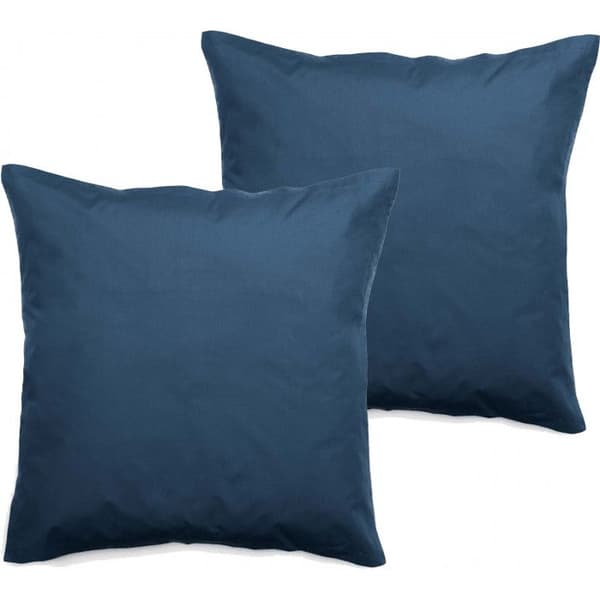 Set med 2 örngott i ren bomull percale 80 trådar/cm² South Wind - Marinblå - 65 x 65 + 5 cm Flat quiltad volang