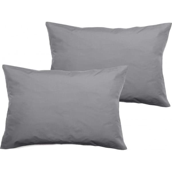 Set med 2 örngott i ren bomull percale 80 trådar/cm² Sydvind - Stål - 50 x 70 + 5 cm Plattsydd volang