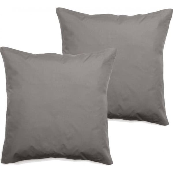 Set med 2 örngott i ren bomull percale 80 trådar/cm² South Wind - Ash - 65 x 65 + 5 cm Flat quiltad volang