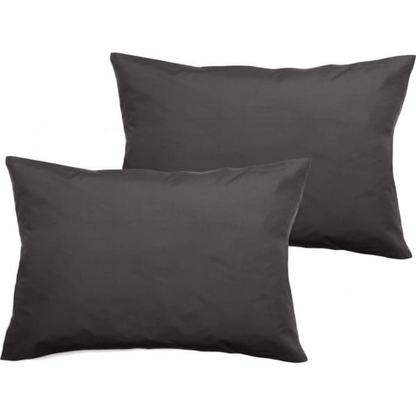 Set med 2 örngott i ren bomull percale 80 trådar/cm² South Wind - Skiffer - 50 x 70 + 5 cm Flat quiltad volang