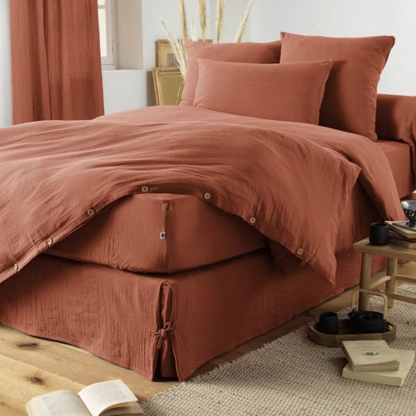Örngott "Gaïa" 60 x 60 cm &amp; 50 x 70 cm "Cotton Gauze" - Gaïa Terracotta - 60 x 60 cm