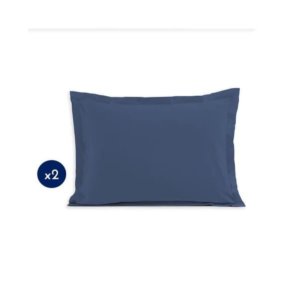 Set med 2 rektangulära örngott 100% bomull - HOME LINGE PASSION - Blå - 50x70 cm