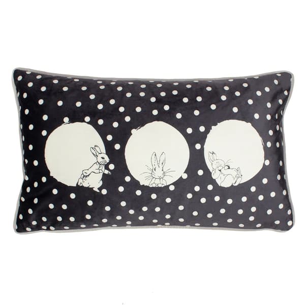 Peter Rabbit Spot Me Rektangulärt kuddfodral Charcoal 30cm x 50cm