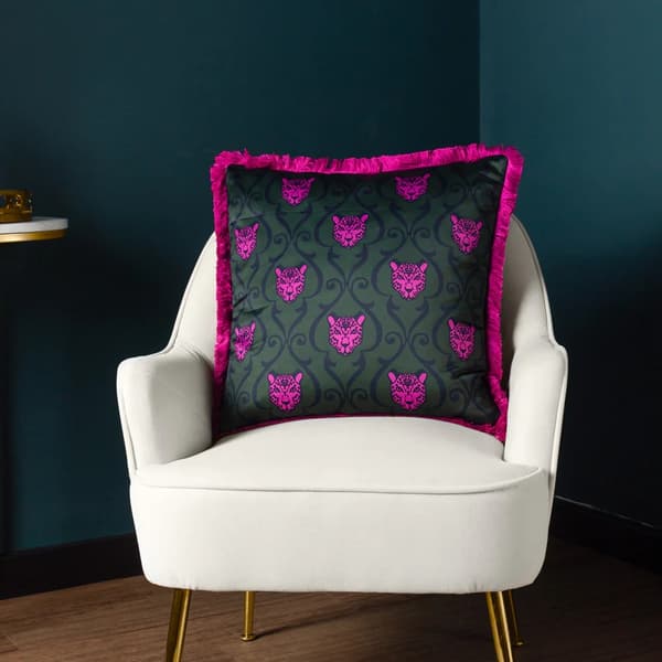 Paoletti Lupita Fringed Cheetah Cushion Cover