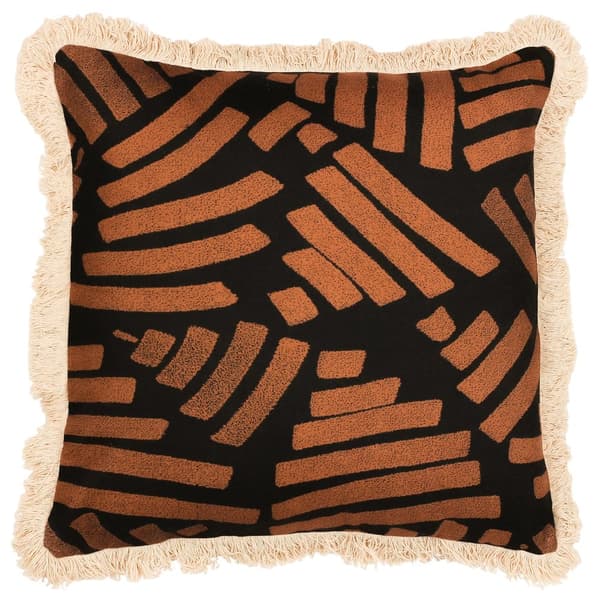 Paoletti Oromo Fringe Cushion Cover Brown 45cm x 45cm