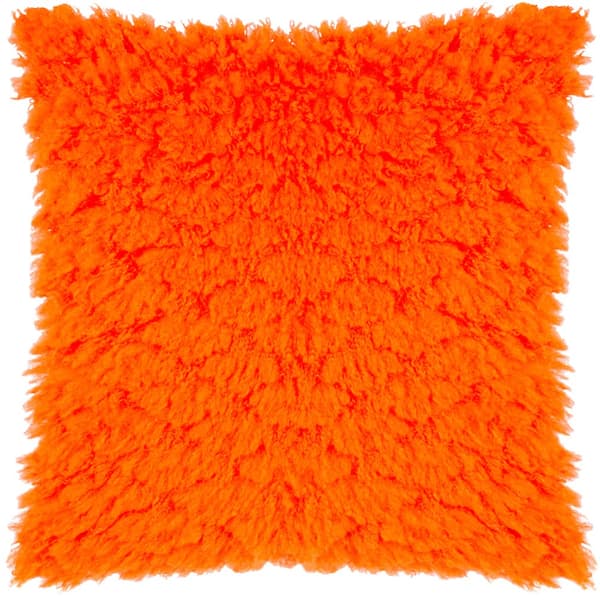 Heya Home Faux Fur Fluff Ball Cushion Cover Orange Fever 45cm x 45cm