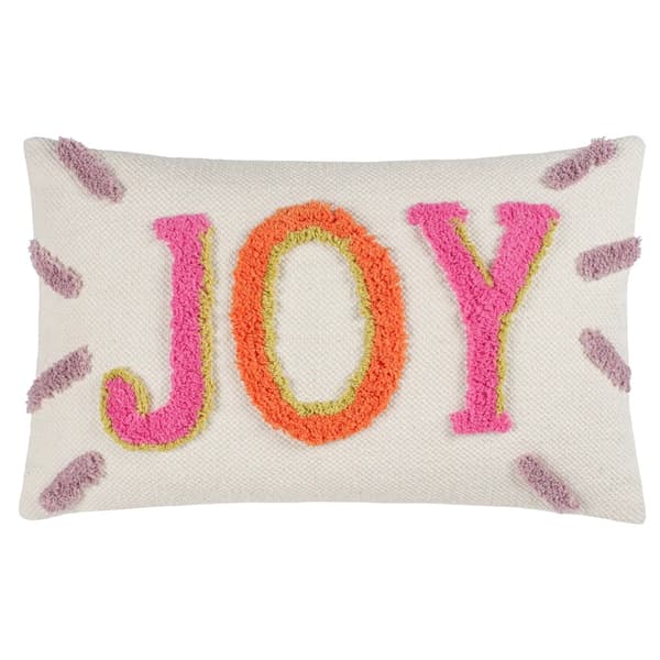 Heya Home Joy Tufted Cushion Cover White/Multicoloured 30cm x 50cm