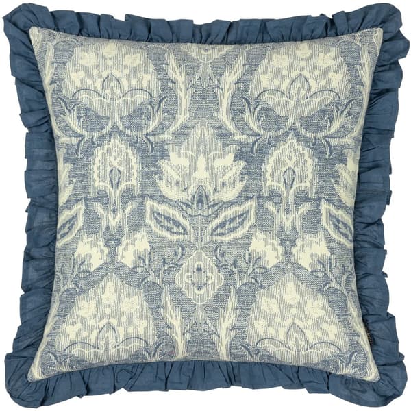 Paoletti Kirkton Pleated Floral Cushion Cover French Blue 50cm x 50cm