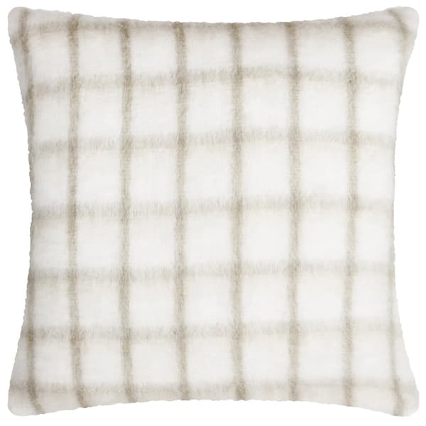 Yard Yarrow Faux Mohair Checked Cushion Cover Natural/Biscuit 45cm x 45cm