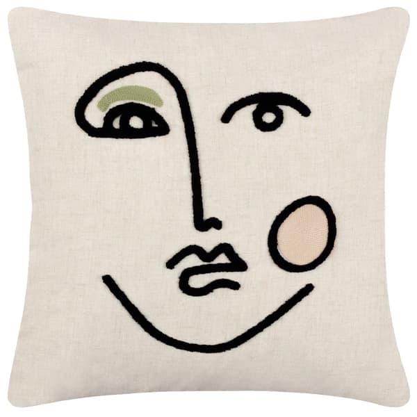 Furn Cleo Embroidered Woven Linear Cushion Cover Pink/Green 45cm x 45cm