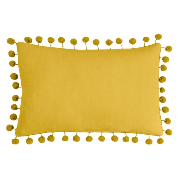 Furn Dora Pom Pom Velvet Rectangular Cushion Cover