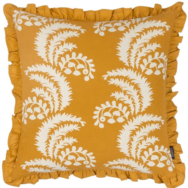 Paoletti Montrose kuddfodral med plisserad blommönster Ochre 50cm x 50cm