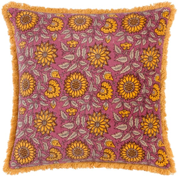 Paoletti Clarendon Kuddfodral i sammet med blommor Plum 50cm x 50cm
