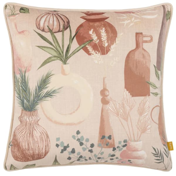 Furn Piping Detail Velvet Earthen Pots Cushion Cover Natural 43cm x 43cm