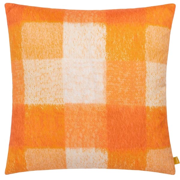 Evans Lichfield Checked Outdoor Cushion Cover Orange 50cm x 50cm