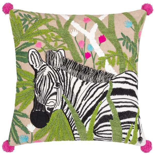 Wylder Embroidered Zebra Cushion Cover Multicoloured 50cm x 50cm