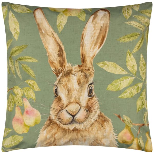 Evans Lichfield Grove Hare Outdoor Cushion Cover Olive 43cm x 43cm
