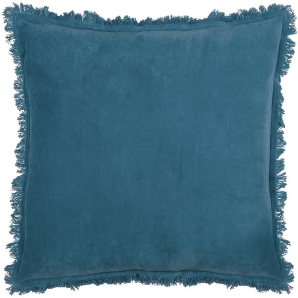 Furn Gracie Fringed Velvet Cushion Cover Ink Blue 45cm x 45cm