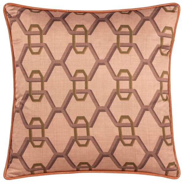 Paoletti Carnaby Satin Chain Geometric Cushion Cover Pink 45cm x 45cm