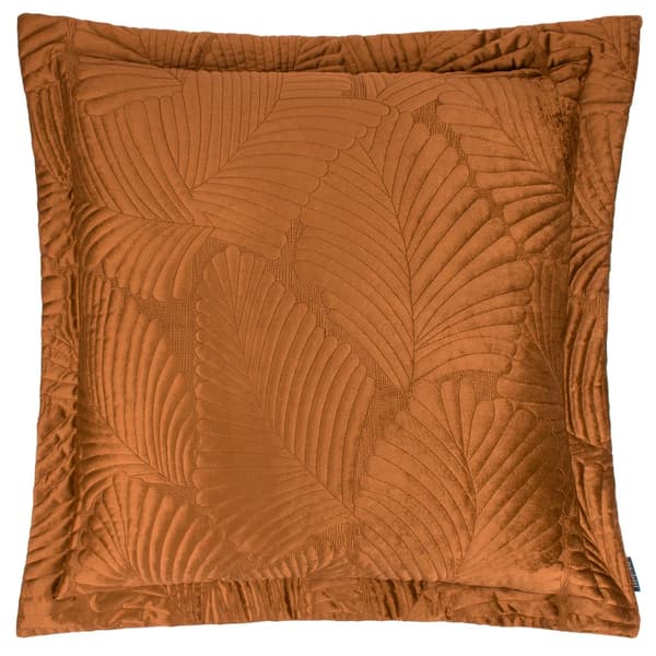 Paoletti Palmeria Velvet Quilted Cushion Cover Rust 60cm x 60cm