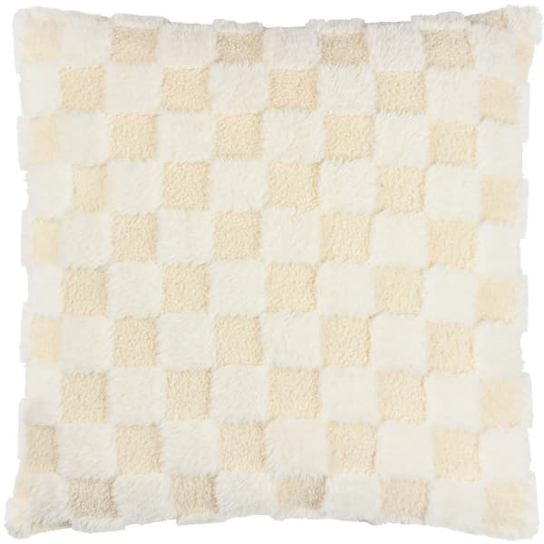 Heya Home Check It Fleece Cushion Cover Dreamy Cream 45cm x 45cm