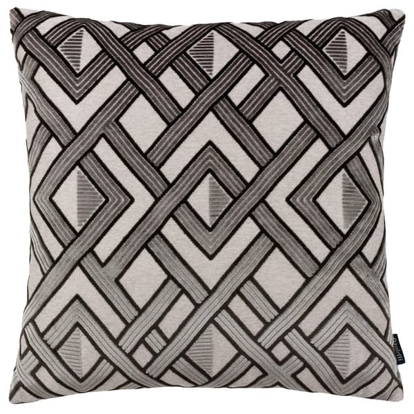 Paoletti Henley Jacquard Velvet Cushion Cover Grey/Black 50cm x 50cm