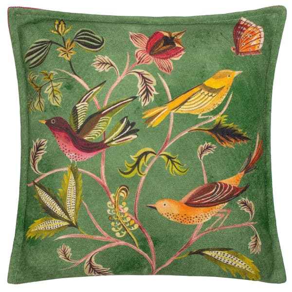 Wylder Holland Park Cushion Cover Moss Green/Cherry Pink 43cm x 43cm