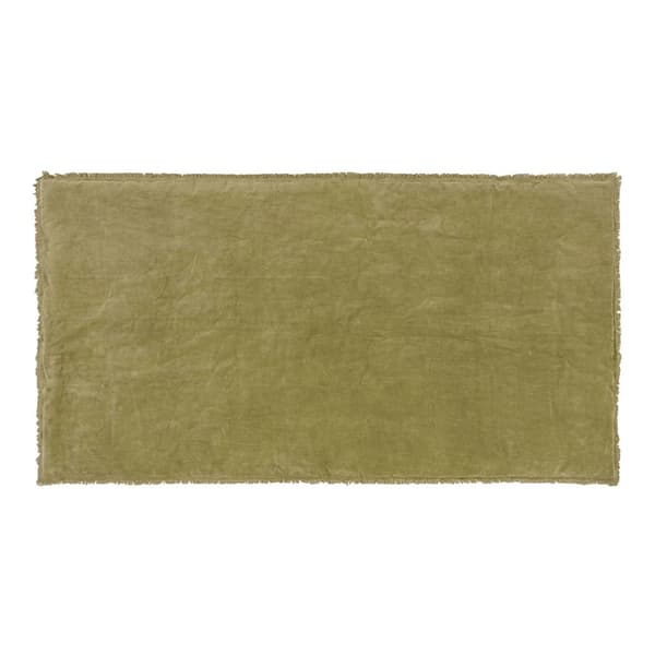 Yard Jaye Fringed Velvet Bedspread Moss 220cm x 140cm