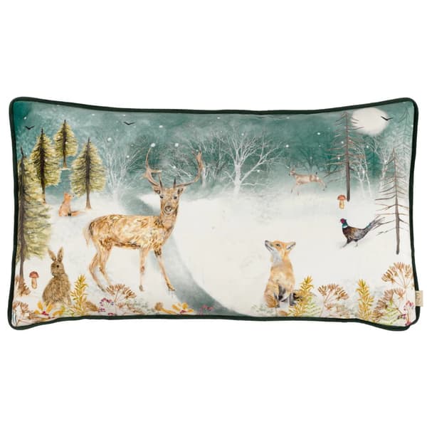 Evans Lichfield Piped Velvet Stag Cushion Cover Multicoloured 30cm x 50cm