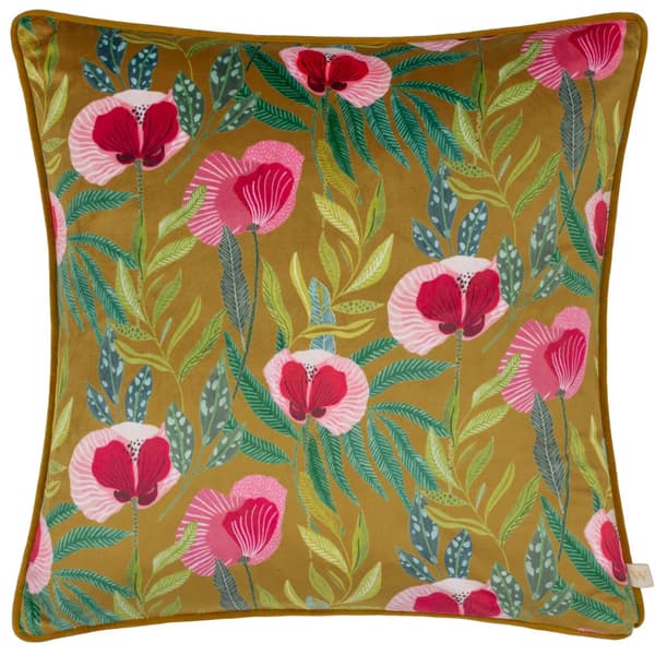 Wylder House Of Bloom Piped Poppy Cushion Cover Saffron 43cm x 43cm