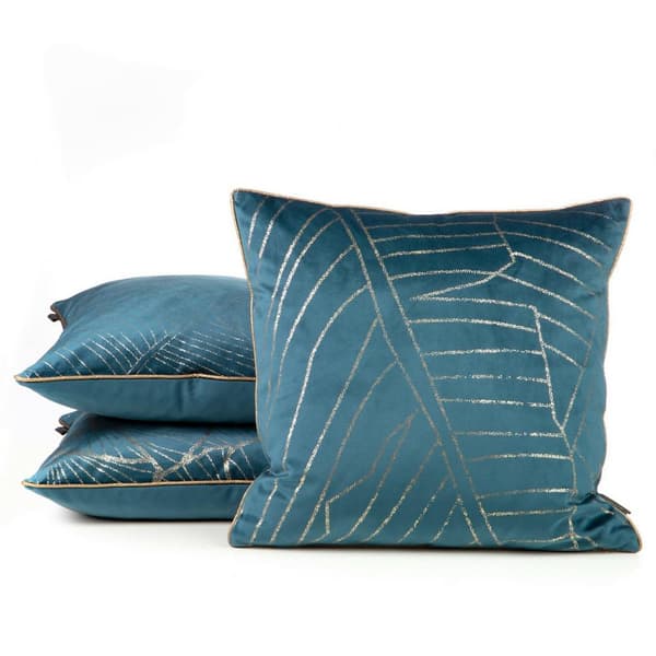 Dekorativt örngott 45x45 Musa 1 marinblått med bladguldtryck, sammet Limited Collection Eurofirany