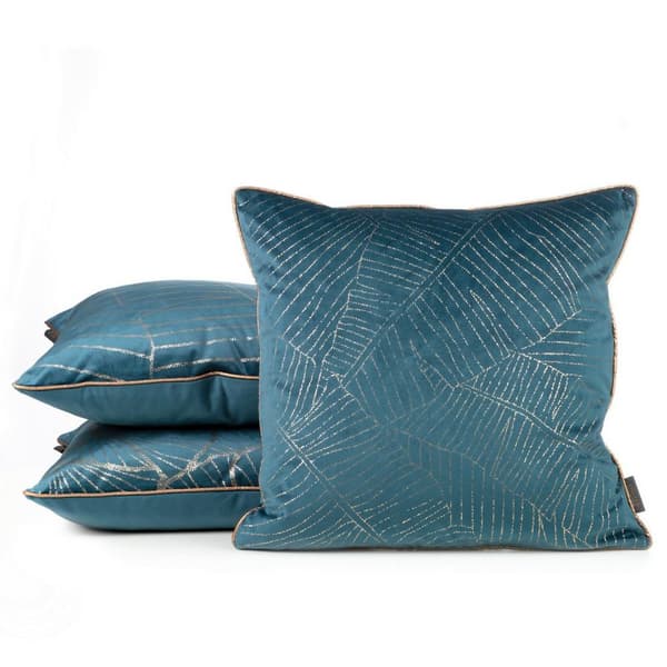 Dekorativt örngott 45x45 Musa 2 marinblått med bladguldtryck, sammet Limited Collection Eurofirany