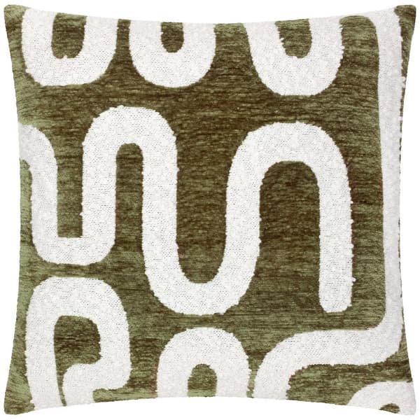 Hoem Vardan Jacquard Chenille Cushion Cover Olive 45cm x 45cm
