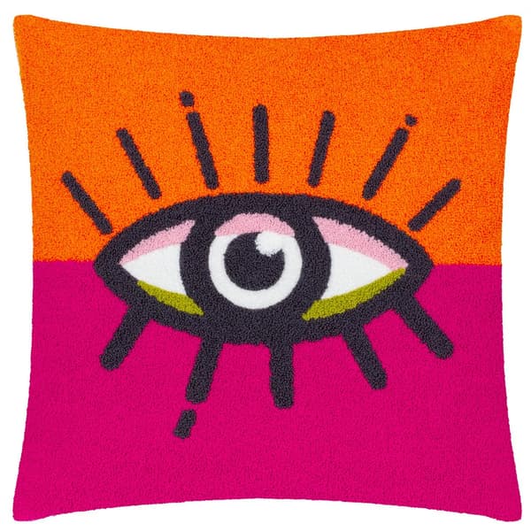 Heya Home All Eyes On You Bouclé Cushion Cover Orange/Pink 45cm x 45cm
