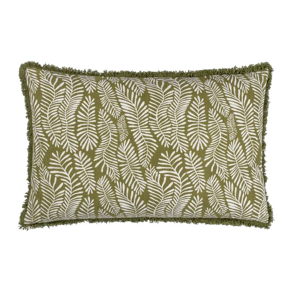 Hoem Frond Abstract Cushion Cover Olive 40cm x 60cm