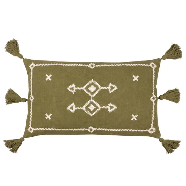 Yard Folis broderat kuddfodral Khaki 50cm x 30cm