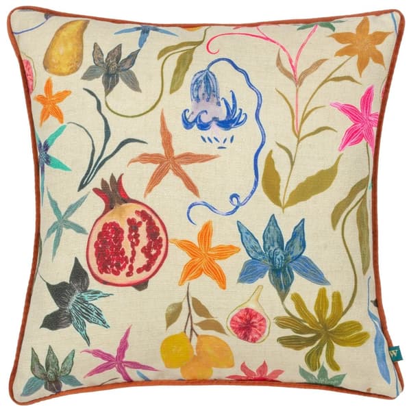 Wylder Pomona Piped Floral Cushion Cover Multicoloured 43cm x 43cm