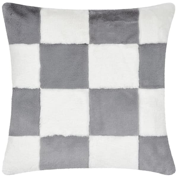 Heya Home Cozee Faux Fur Checked Cushion Cover