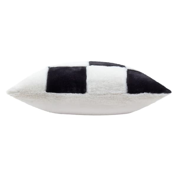 Heya Home Cozee Faux Fur Checked Cushion Cover